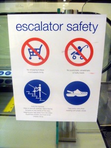 escalator safety: Take extra care when wearing soft plastic shoes